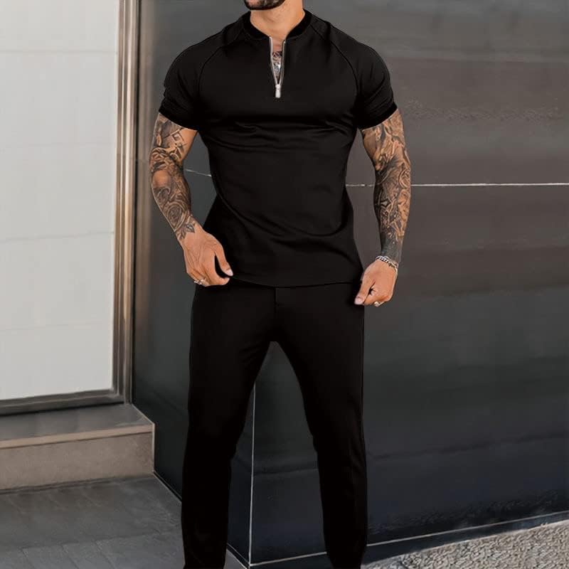 Iopqo Tuxedo odijela za muškarce muški set 2 komada Outfits Shirt Fashion TrackSuits casual set plus veličina kratka rukava
