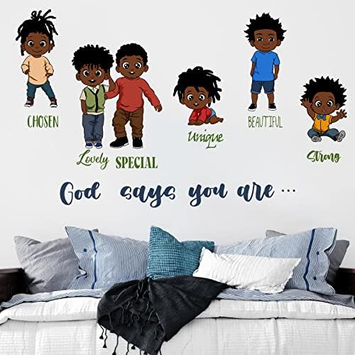 Bog kaže da ste inspirativne Zidne naljepnice, Vjerski afroamerički pozitivni dekor dječje sobe, uređenje doma i dječje sobe, motivacijski