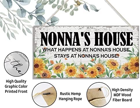 Vintage Nonna's House Što se događa u Nonna's House, ostaje na znaku Nonna's House Wood Decor, viseći tiskani dekor drvene ploče, rustikalni