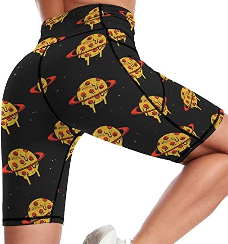 Pizza planet ženski visoki struk joga kratke hlače za vježbanje kratke hlače s džepom s džepom