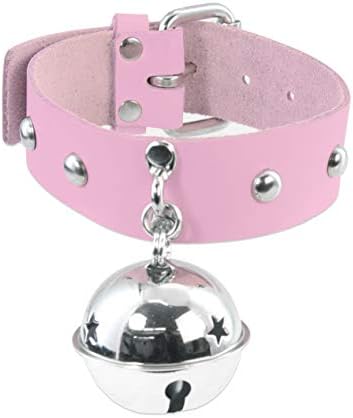 Pawstar Big Kitty Bell Collar Choker Real Leave Made in USA - ružičasta +veličina