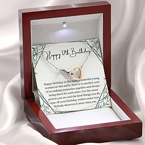Nakit s porukama, ručno izrađena ogrlica- Personalizirana darovna srca, 17. rođendan za njezin poklon, poklon za 17. rođendan za nju,
