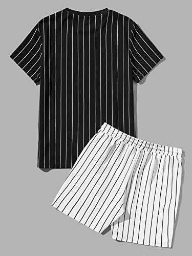 Fioxa dvodijelni odjevni predmeti za muškarce prugaste i slova grafički tee i crteži struka kratkih hlača