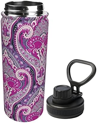 Vodena boca Purple-Bohemian-Paisley-Palid 18 oz nehrđajući čelik Vakuum Izolirana široka tikvica s propusnom poklopcem