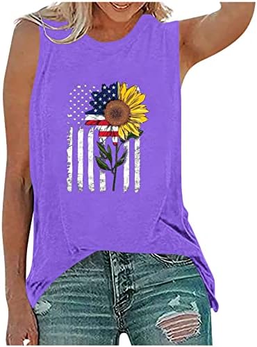 lcepcy četvrti srpanj tenk top žena američka zastava tiskana rukava bez rukava labave ležerne ljetne majice bluze