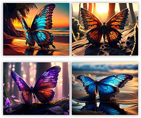 Digitalni plakati za leptir, šareni leptir zidni umjetnost Nepreradno platno platno za dječje sobe vrtić vrtić za dom art art ， 8x10inches