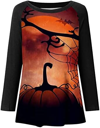 Burgundija ženskog gradijenta za tisak bundeve majice bluze majice majice festival dugih rukava Halloween Lounge majica EP xxl