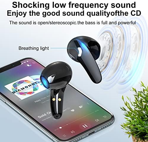 Bežični uši, Bluetooth 5.2 Slušalice u ušima stereo slušalice ugrađene u mikrofonu, ušima sa stereo zvukom i USB-C punjenjem, slušalicama