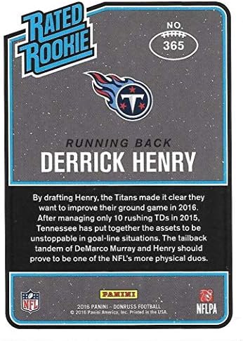 Derrick Henry Donruss Mint Ocijenjena rookie kartica 365 prikazuje ovu zvijezdu Tennessee Titans u svom plavom dresu