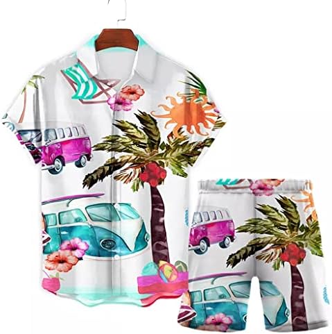 WJCCY muška košulja košulja s kratkim rukavima Summer Casual Print Beach casual 2 komada set