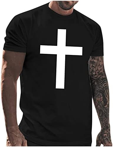 XXBR MENS Vojnice majice s kratkim rukavima Summer Faith Isus Cross Print Tops Trčanje Sportske ekipe za vježbanje osnovne majice