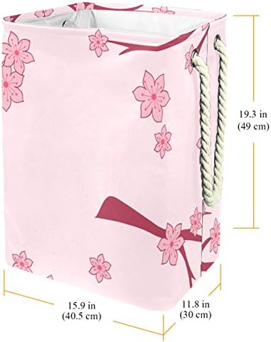 Košarica za rublje Japanski ružičasti trešnja u cvatu sklopiva košara za odlaganje rublja s ručkama uklonjivi nosači dobro zadržavaju