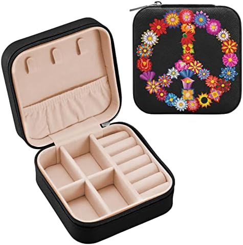 Cvjetni znak mira Putna torbica za nakit od PU kože prijenosna kutija za nakit putni organizator nakita mala kutija za prstenje ogrlice