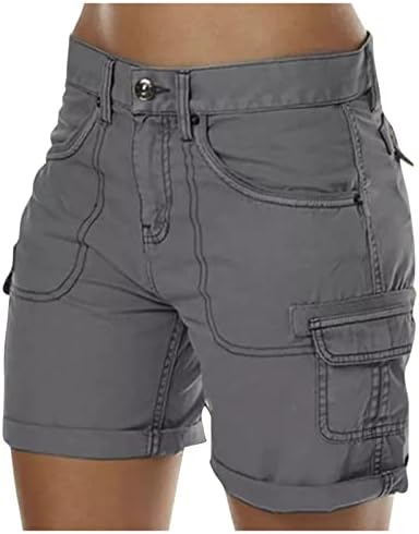 Uqrzau ženske kratke hlače jean modne sportske hlače visoki struk s džepnim lanenim hlačama casual struk jean kratke hlače