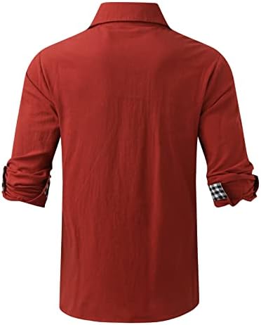 XXBR muški pamučni laneni gumb dolje, košulja dugih rukava s dugim rukavima košulja za patchwork košulje casual majice
