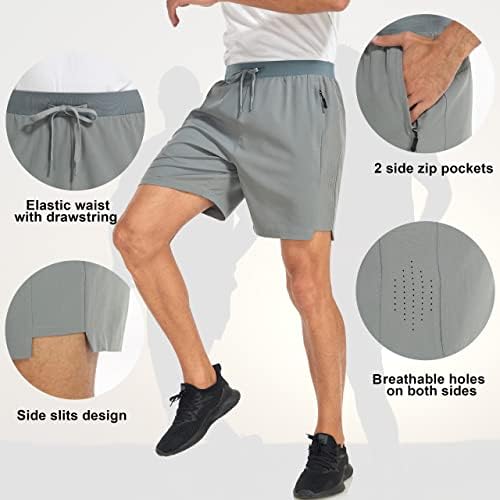 Junglewind muški atletski trčanje kratke hlače od 7 inča brzih suhih laganih kratkih hlača za sportsku teretanu sa džepovima s patentnim