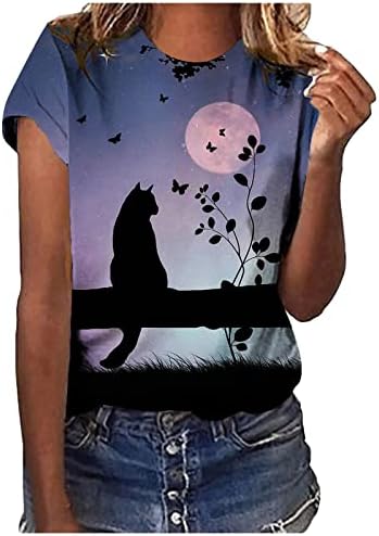 Ženska mačka majica Ljetna majica s kratkim rukavima vrhovi životinjska tema bluza slatka mačka grafička košulja mačka darovi za ljubitelje