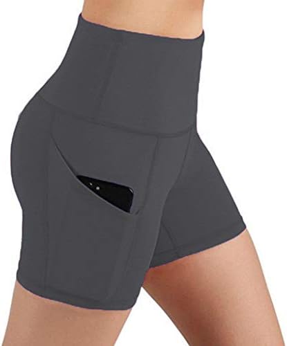 LCEPCY Womens joga kratke hlače s dubokim džepovima za telefon, kontrola trbuha visoki struk kratke kratke hlače atletske kompresije