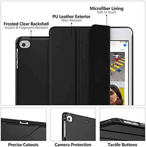 Moko Case Fit New iPad Mini 5 2019/MINI 4 2015, vitak lagani poklopac Smart Shell Stand s prozirnim stražnjim zaštitnikom, s automatskim