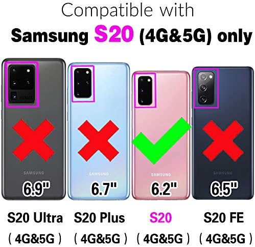 Furiet Kompatibilan sa Samsung Galaxy S20 5G 6,2-inčni torbica-novčanik i remen za ručni zglob i remen, kožni flip-držač za kartice,