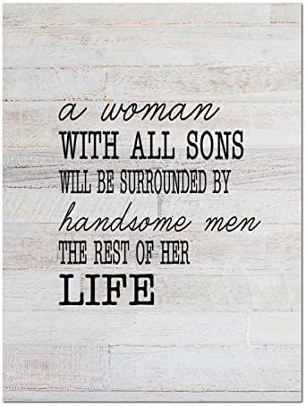 Žena sa svim sinovima bit će okružena zgodnim muškarcima rustikalni drveni pravokutnici drveni natpisi Plaketivni citati zidni viseći