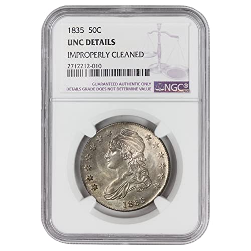 1835. američki srebro ograničen poprsje pola dolara UNC. Pojedinosti 0,50 USD UNC Pojedinosti NGC