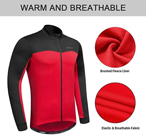 Przewalski muški biciklistički dres zimske toplinske jakne s dugim rukavima s 3 stražnja džepa