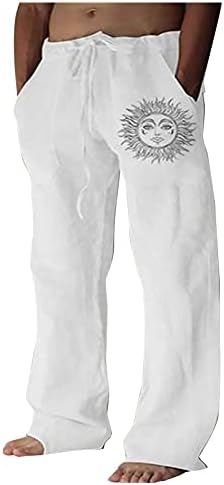 Firero muške pamučne lanene hlače hlače na plaži Summer Leasual labave joge jogger elastični struk za vuču struka s džepom