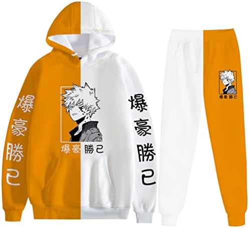 Qi pao unisex anime mha bakugou katsuki hoodies tweatpants set 2 komada odijela trenirka s kapuljačom s kapuljačom za Noć vještica