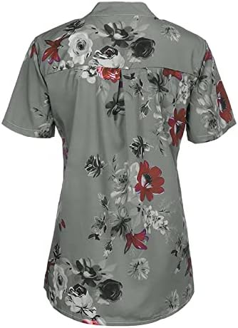 Gufesf Žene vrhovi kratkih rukava 2023 Ljetni gumb V vrat T majice labave bluze Oduševljene casual cvjetne grafičke majice s-5xl