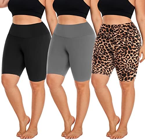 Hi clasmix 3 paket plus size biciklističke kratke hlače za žene visoke struke koje se ne vidi kroz trening super mekane crne joge kratke