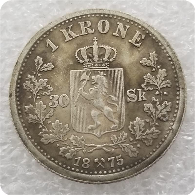 Norveška 1875,1877,1898,1900.1904 Norveška 1 Krone kovanice srebrni dolar