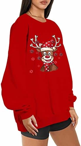 Ružni božićni džemper za žene, košulje smiješne novitetske jakne za uličnu odjeću duksericu casual bočne strane podijeljene visoko