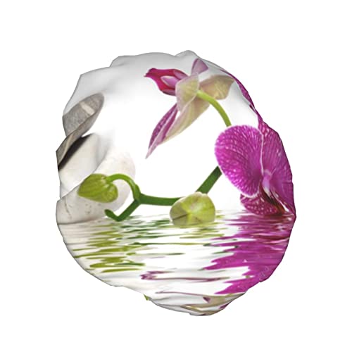 Purple Orchid Tiskani kapu za tuširanje, vodonepropusne kape za kupku za višekratnu upotrebu za žene, muškarce, dječake i djevojčice