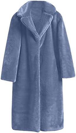 Umanjini krzni kaput za žene otvoreni prednji kardigan sherpa zimski kaputi fleece nejasne tople jakne solidne modne reverke vanjska