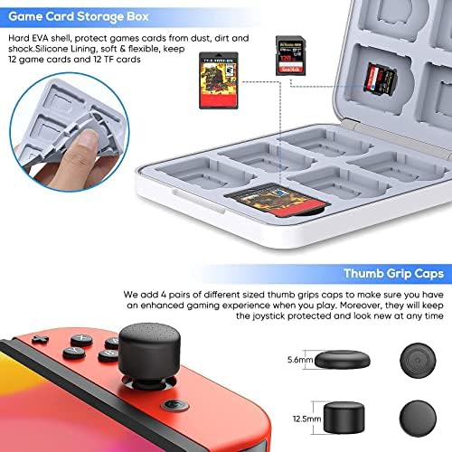 Paket dodataka za Nintendo Switch OLED model 2021 s bijelim kućištem i punjačem, 3in1 zaštitni futrola, zaštitnika zaslona, ​​prianjanje