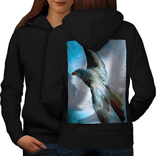 Wellcoda Wild Animal Eagle Womens Hoodie, Print opasnosti na leđima skakača