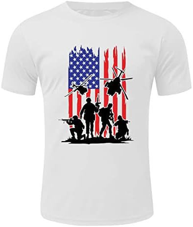 XXBR 4. srpnja Majice za kratke rukave za muškarce, američka zastava tiskani patriotski crewneck atletski mišićni vrhovi
