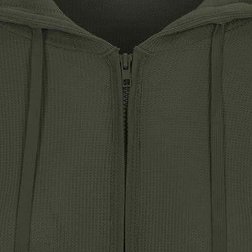 Čisti izgled ženski vafle pletena termalni pamuk lagani zip up hoodie jakna