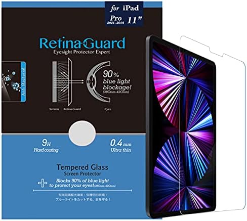 Retinaguard Anti Plava svjetlost, zaštitnik zaslona od kaljenog stakla s klizanjem iona za 2021 iPad Pro 11 inčni kompatibilan s 2020/2018