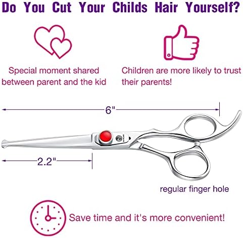 6 -inčni sigurnosni savjeti za okrugli savjeti Dječji škare za rezanje kose sa škarama za stanjivanje kose za muškarce, žene i djecu,