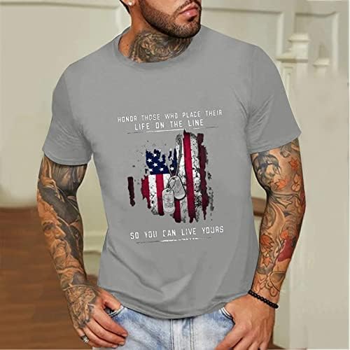 HDDK muški vojnik Patriotske majice s kratkim rukavima, Summer American Flag Print Crewneck Dan neovisnosti povremeni tinejdžeri vrhovi