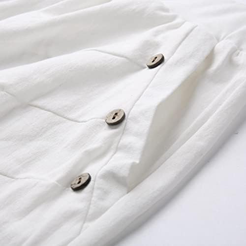 Qifen 7 Posteljine kratke hlače za žene dužine koljena Ljetne kratke hlače Elastični struk Lagane casual kratke hlače s džepovima s