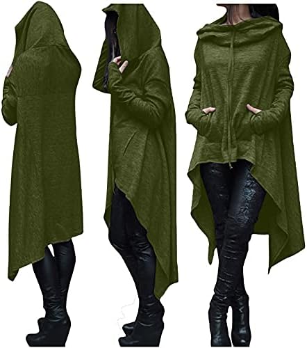 Žene dugih rukava nepravilna čvrsta kapuljača duksevi vrhovi haljina kornjača predimenzionirana vintage gotički punk ogrtač hoodie
