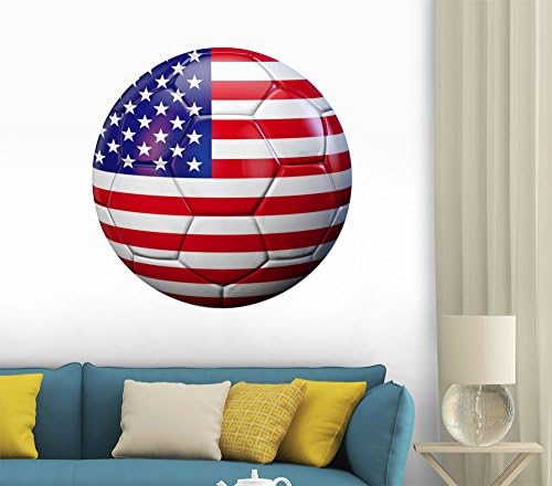 Wallmonkeys USA Flag nogometna kuglica naljepnica naljepnica i zalijepi grafički WM58453