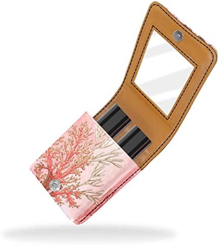 Mini torbica za šminku od ogledala u obliku ogledala torbica s kvačilom Futrola za ruž od umjetne kože Vintage ružičasta koraljna Morska