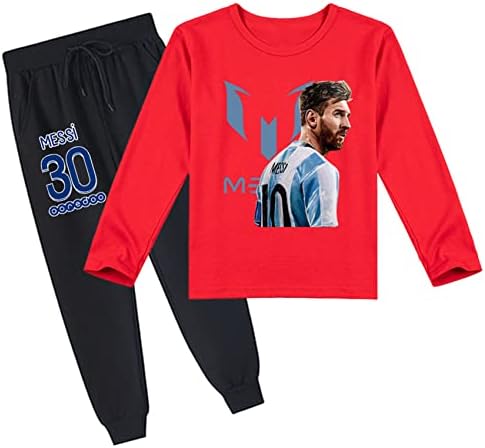 Ateecp dječaci djevojčice Messi Crew vrat casual pulover dugih rukava i jogger hlače Kid 2 PCS Grafički set