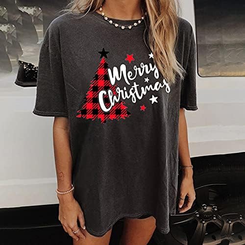 XILOCCER Božićne košulje za žene 2021 Božićne majice Božićne dukseve za žene karirane jelene žene božićne vrhove
