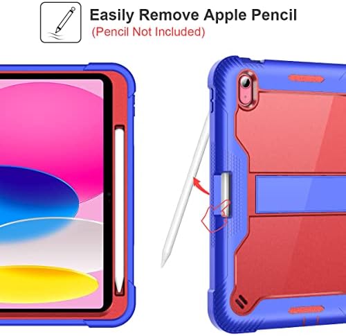 Lamcas za iPad, slučaj 10. generacije 2022, iPad 10,9 inčni futrola, s držačem kidga i olovke, teškim gumenim hibridnim hibridnim udarnim