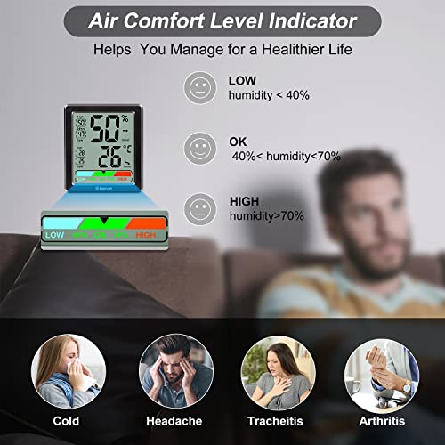 Digitalni higrometar unutarnji termometar, mjerač vlage, sobni termometar s monitorom temperature i vlažnosti za spavaću sobu, dječju
